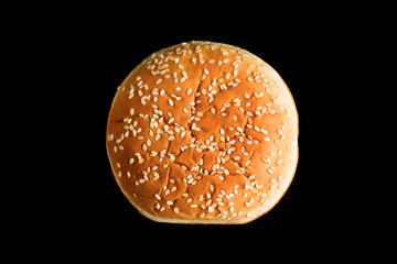 Tasty hamburger isolated on black background