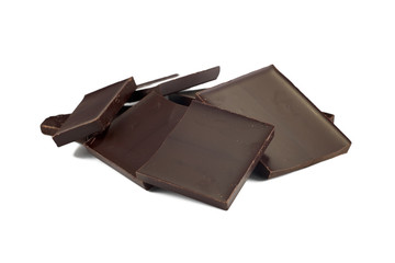 Pile of Chocolate chunks isolated on white background.