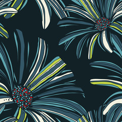 Seamless pattern with gerbera flowers. Vector background.