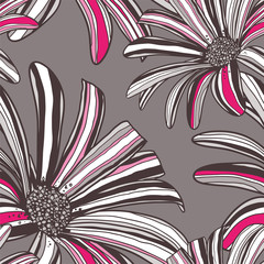 Seamless pattern with gerbera flowers. Vector background.