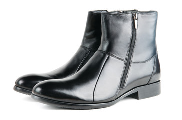 Fancy black leather men boots