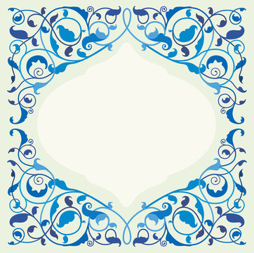 Islamic floral art in classic blue color (EPS10)