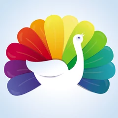 Poster Vectorpeakokvogel met regenboogveren © venimo
