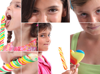 Montage of children with lollipops
