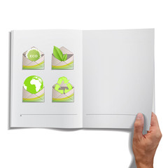 Open book with ecological envelope inside.