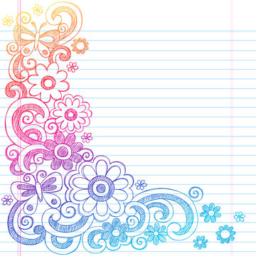 Flowers Sketchy Notebook Doodles Vector Illustration