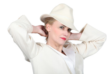 Woman with white suit