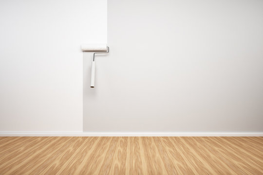 Wand wird weiss gestrichen