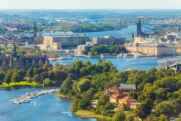Fotobehang Aerial panorama of Stockholm, Sweden © Scanrail