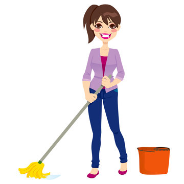 Woman Cleaning Floor