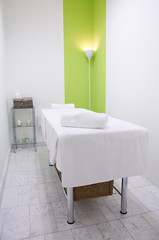 Massage table in fitness center