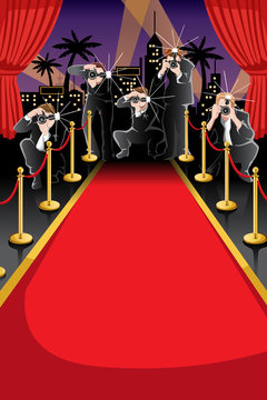 Red carpet and paparazzi background