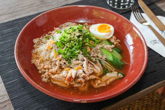 Thai noodle soup with pork