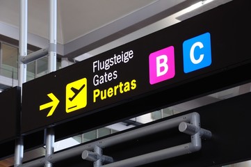 Boarding gate sign, Malaga airport &copy; Arena Photo UK
