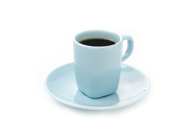 Blue cup of coffee isolated