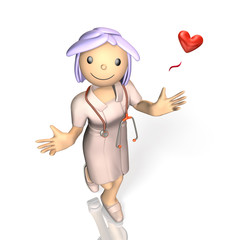 Cute nurse is smiling.