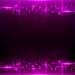 Purple background with cubes, particles