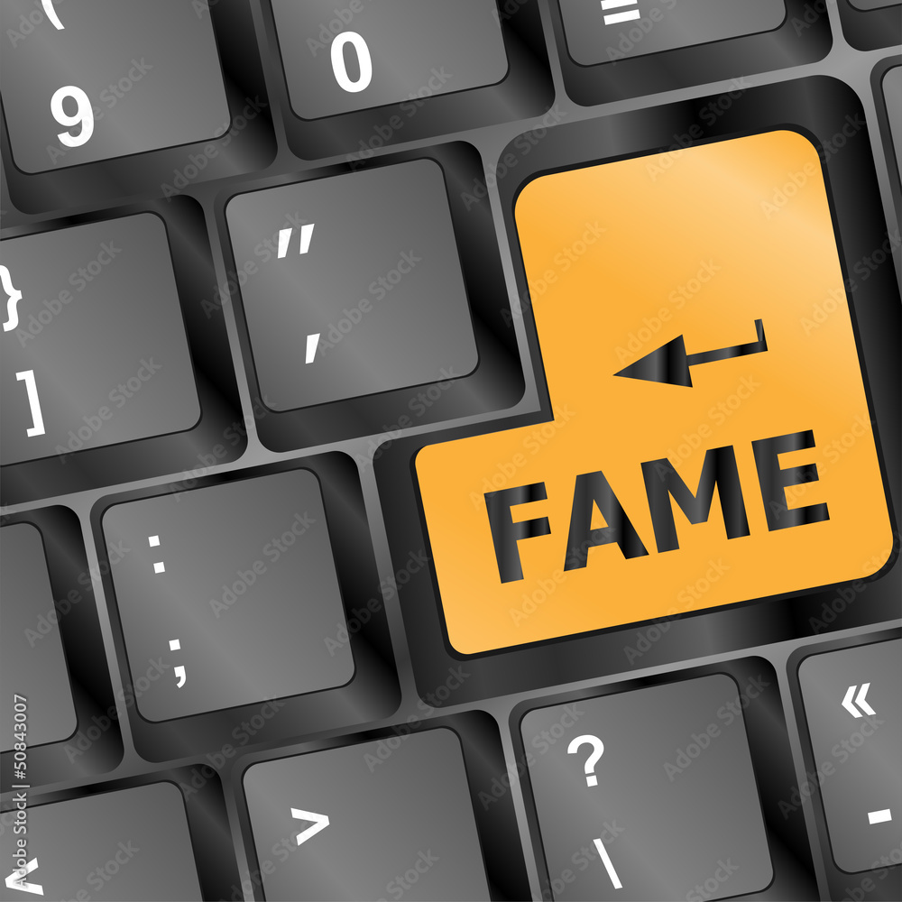Poster computer keyboard with fame key