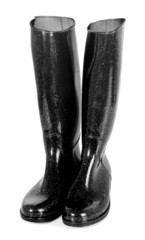 Black shiny rubber high boots