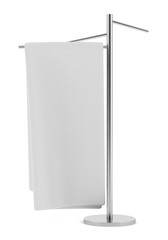 towel on standing hanger isolated on white background