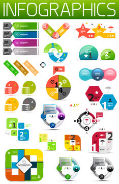 Set of colorful paper infographic design elements