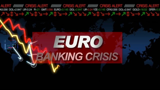 Euro banking crisis financial alert title animation video