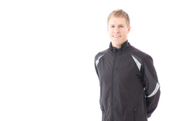 a young sporty man on white background