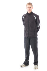 a young sporty man on white background