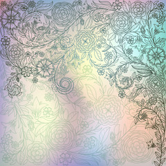 Luxury background with doodle flowers