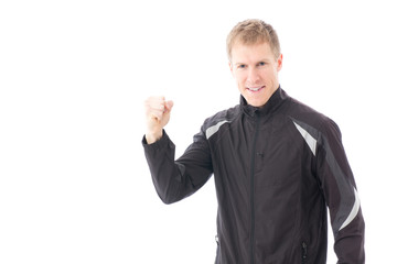 a young sporty man on white background