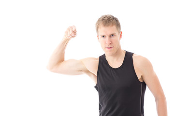 a young sporty man on white background