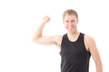 a young sporty man on white background