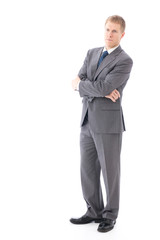 a young businessman on white background