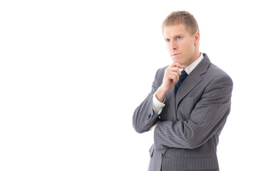 a young businessman on white background