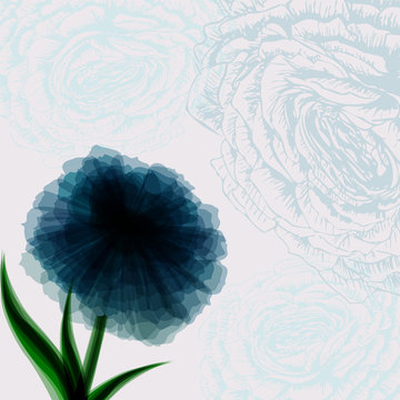 Vintage Background With Dark Blue Flower Vector