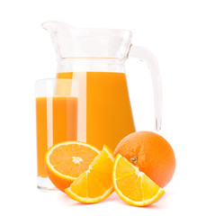 Orange fruit juice in glass jug