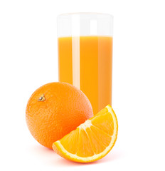 Juice glass and orange fruit