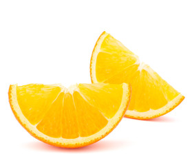 Two orange fruit segments or cantles