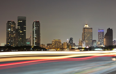 Plakat Buildings along the river at night. The view from Asiatique. Att