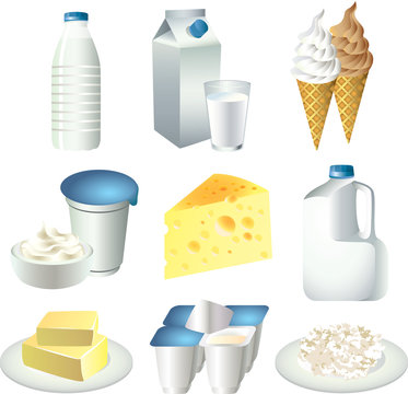 milk products photo-realistic vector set