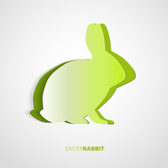 Happy Easter green rabbit Bunny on white Background