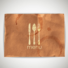 background with grunge cardboard texture and menu sign