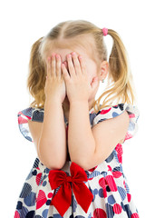 Kid crying or playing  with hiding face isolated © Oksana Kuzmina
