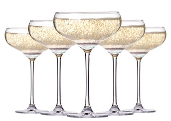 glass of champagne set isolated