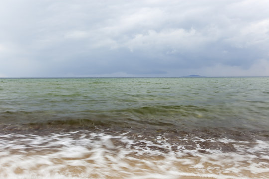 Baltic Ocean Scene, the isle Blå jungfrun on horizon