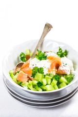 Smoked salmon and cucumber salad