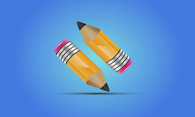 orange pencil icon on a blue background