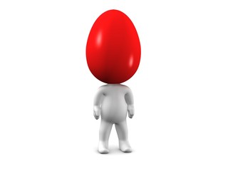 3D Man with Colored Easter Egg head