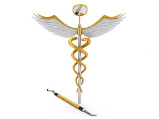 Gold dentistry symbol on white background.