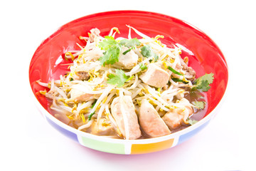 fried bean sprouts mix tofu and pork